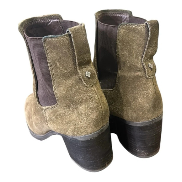 Sam Edelmann Suede Block Heel Chelsea Boot Olive Green Size 10 - Picture 7 of 10